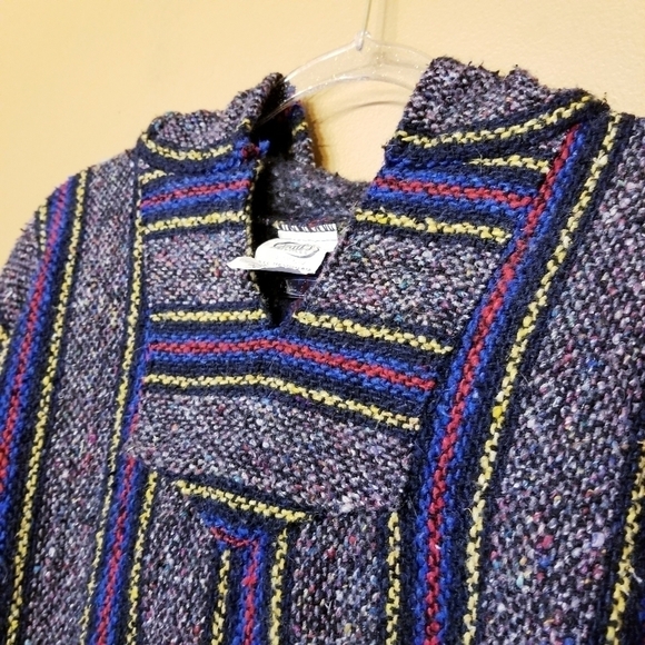 Frank's Textiles | Women's Gray Striped Burlap Pullover Hoodie (Size Large) - Picture 2 of 8